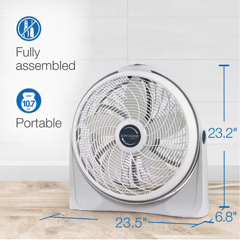 White 3 Speed 20 in. Floor Fan A6817