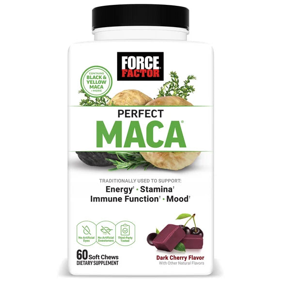 Maca Root Supplement with Saffron, Dark Cherry Flavor, 60 Soft Chews F977707