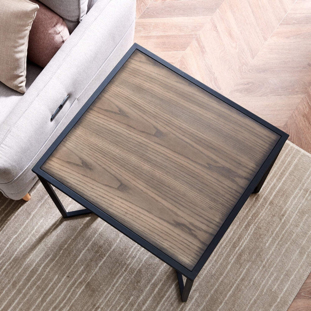 Industrial Square Coffee Table with Metal Frame N691572