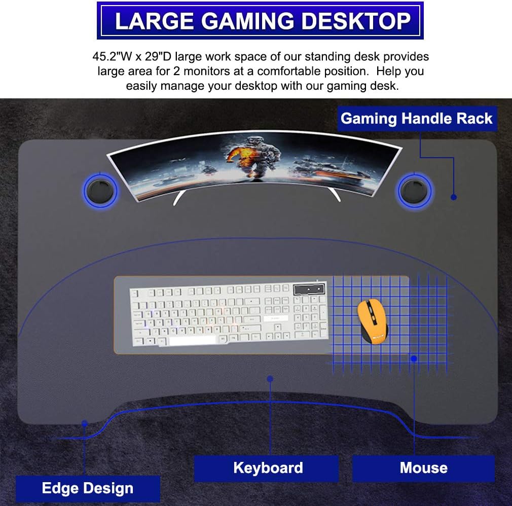 Gaming Desk 45 W x 29 D Computer Desk with Cup Holder Headphone Hook B6310