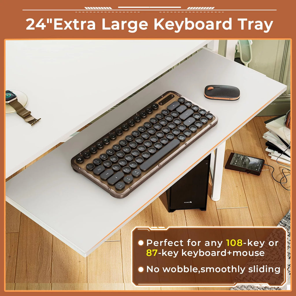 White Computer Desk with Power Outlets F922007