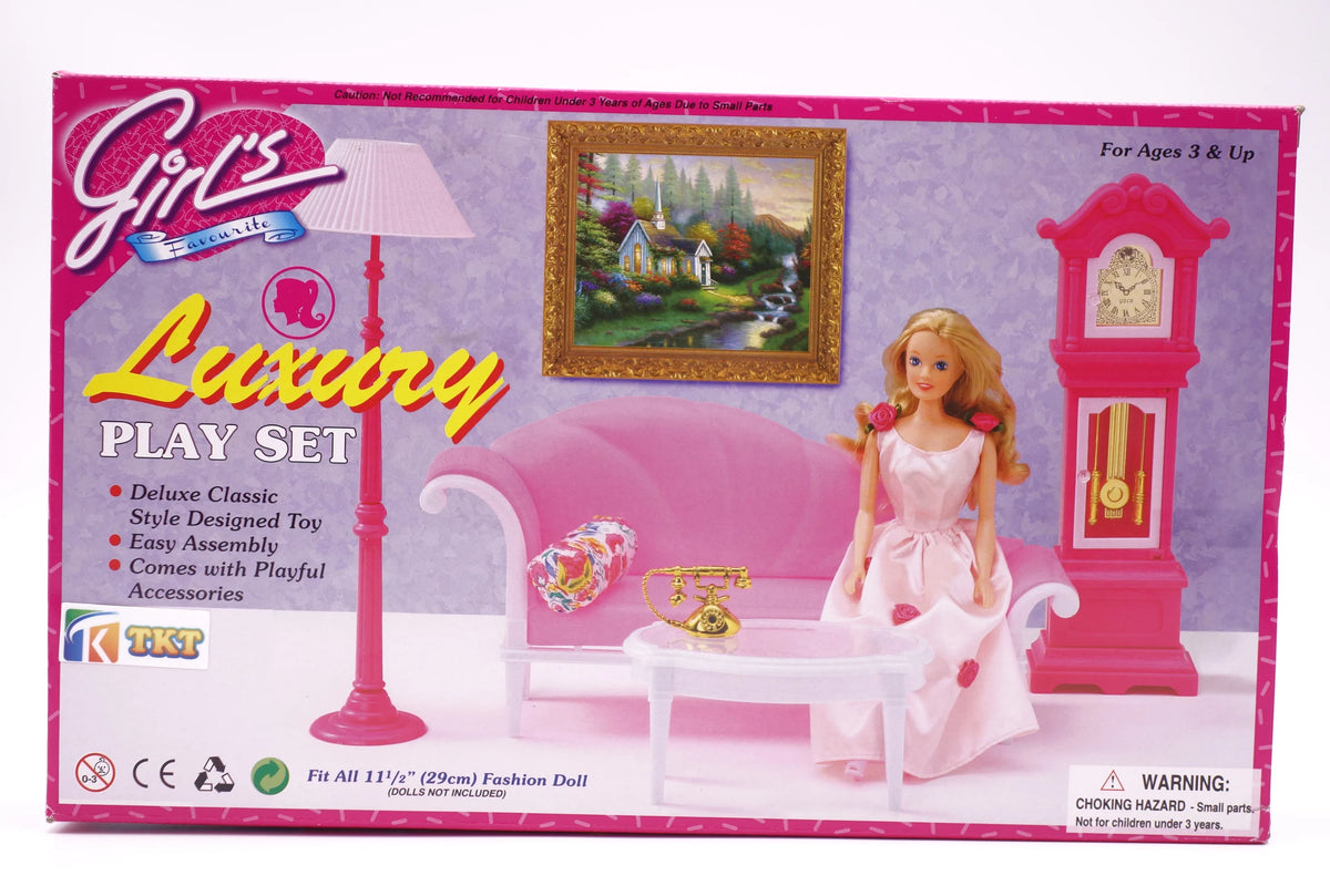 Girl's Luxury Living Room Play Set for Dolls and Dollhouse Furniture G555368