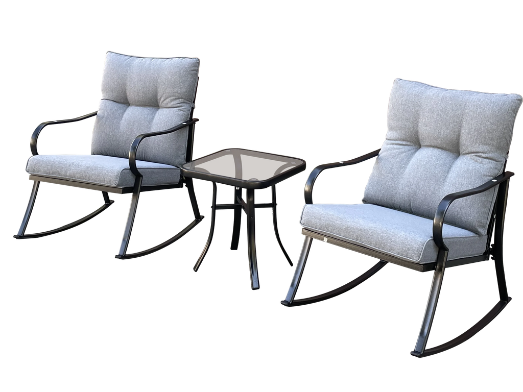 3 Pc Outdoor Swivel Rocker Patio Chairs - Gray S822140
