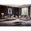 Ivory Velvet 2PC Living Room Set with Wood O456247