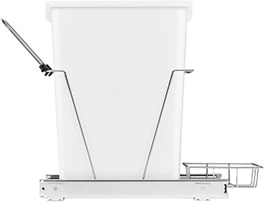 White Chrome Wire Pullout Trash Can C1608