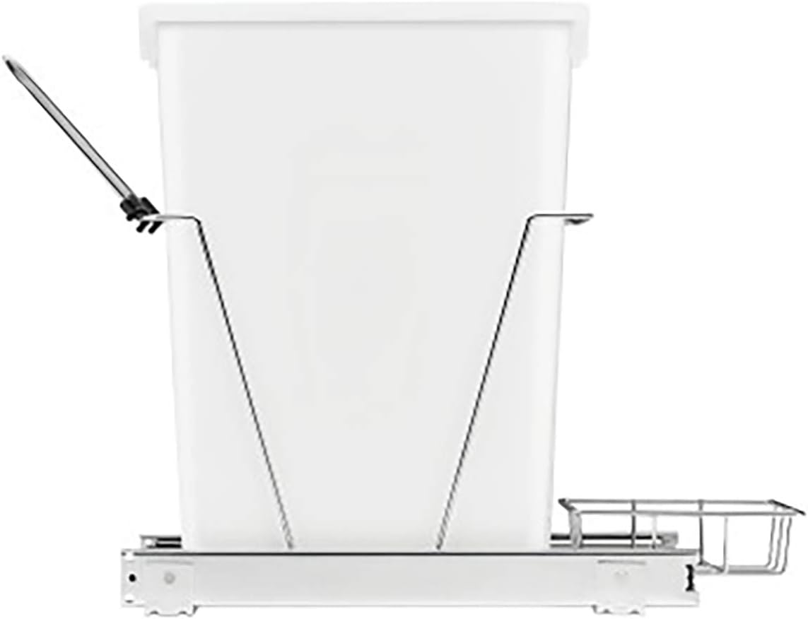 White Chrome Wire Pullout Trash Can C1608