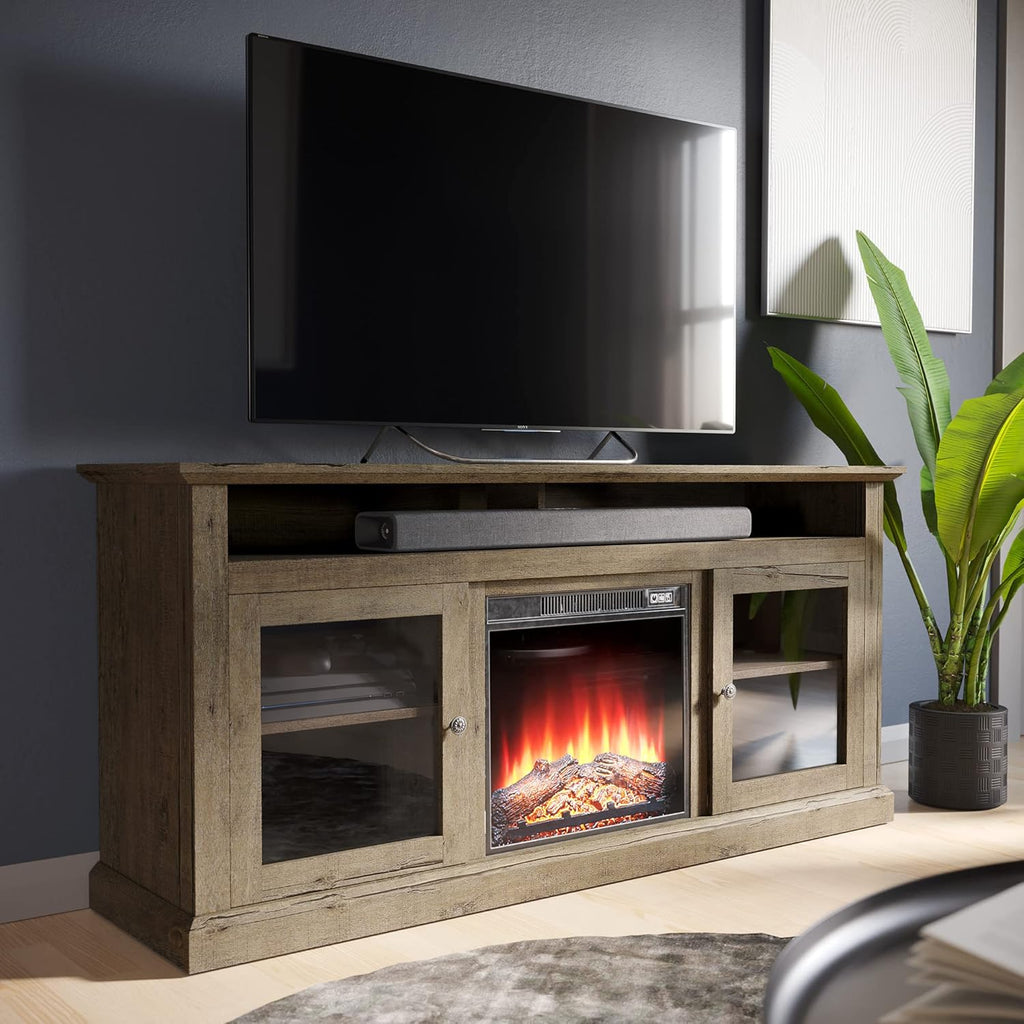 Gray Wash Electric Fireplace TV Stand T6002