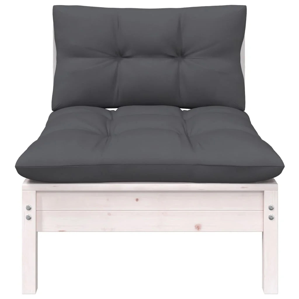White Solid Pinewood Patio Sofa with Cushions V668720