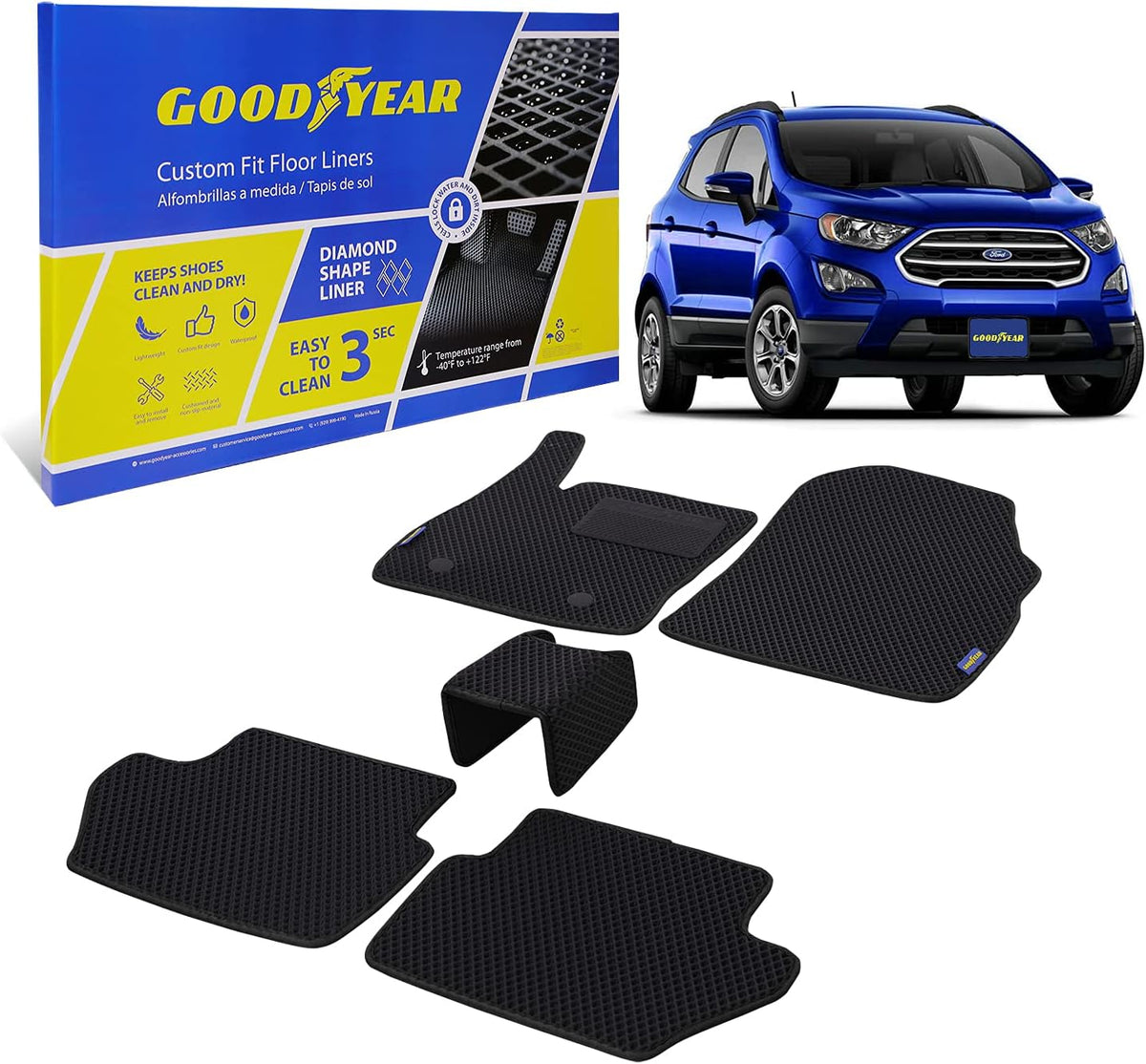 Black/Black 4 Pc. Car Floor Liners T389240