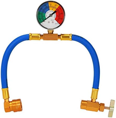 R134A AC Refrigerant Charge Hose Kit with 100PSI Pressure Gauge J600