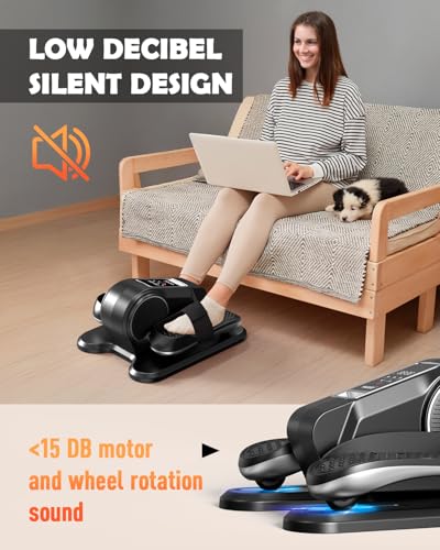 Under Desk Elliptical Machine, 12 Adjustable Speed Portable Seated Pedal Exerciser with Remote Control G96316