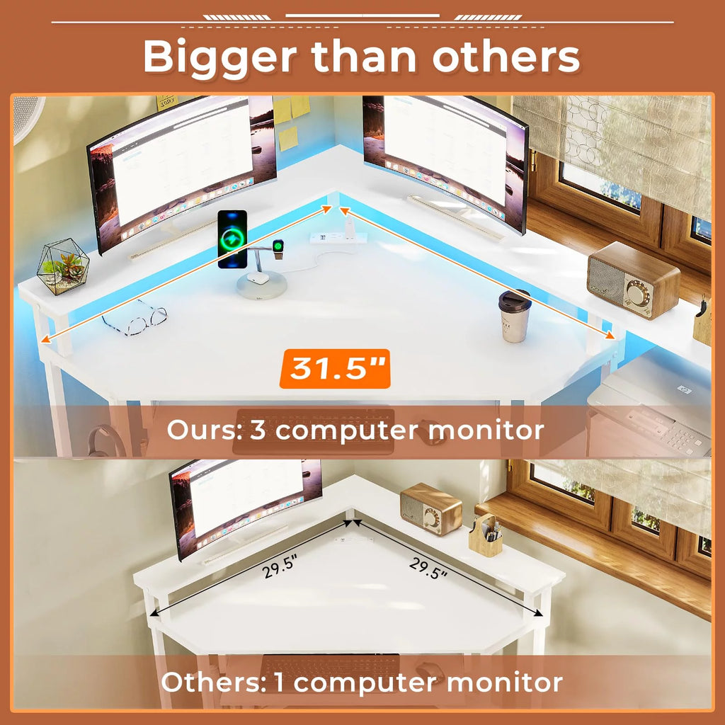 White Computer Desk with Power Outlets F922007