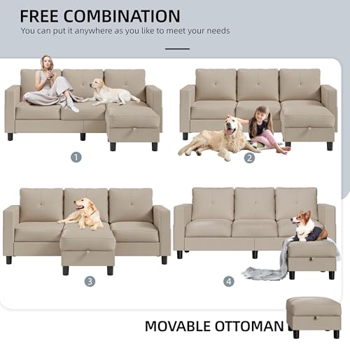 Convertible Sectional Sofa with Storage Ottoman B902972