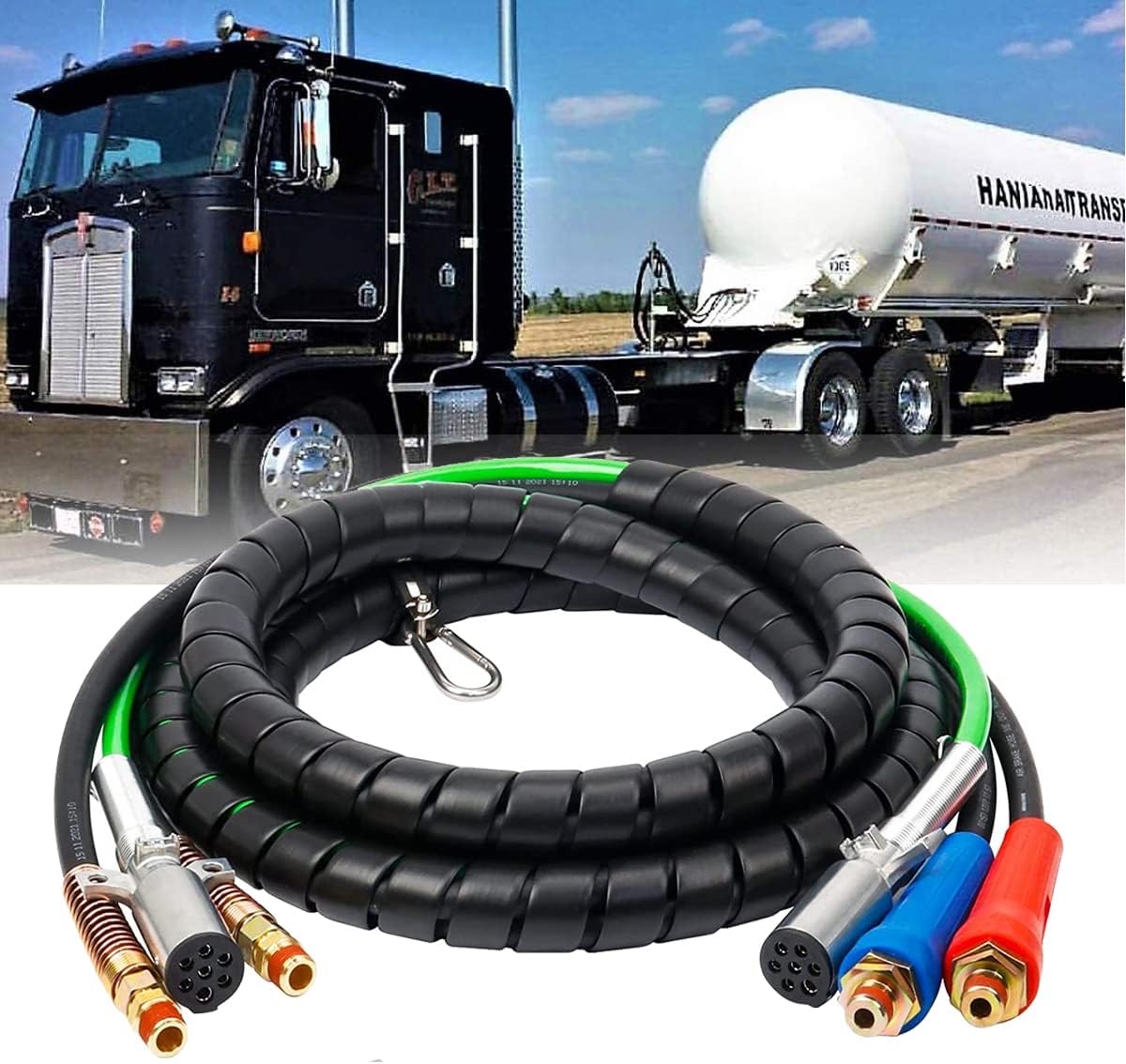 3-in-1 Air Line Hose and ABS 7 Way Electrical Assemblies for Truck (12 foot) V215