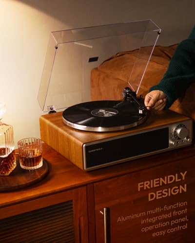 Vinyl Record Player with Bluetooth, Built-in Speakers, Phono Preamp, 33/45 RPM Q432