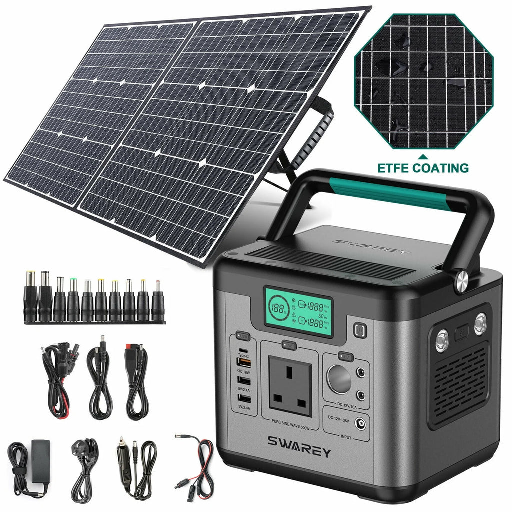518Wh Solar Generator Power Station with 100W Solar Panel O520839