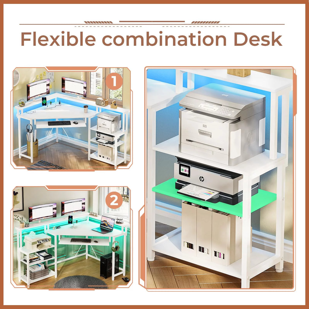White Computer Desk with Power Outlets F922007