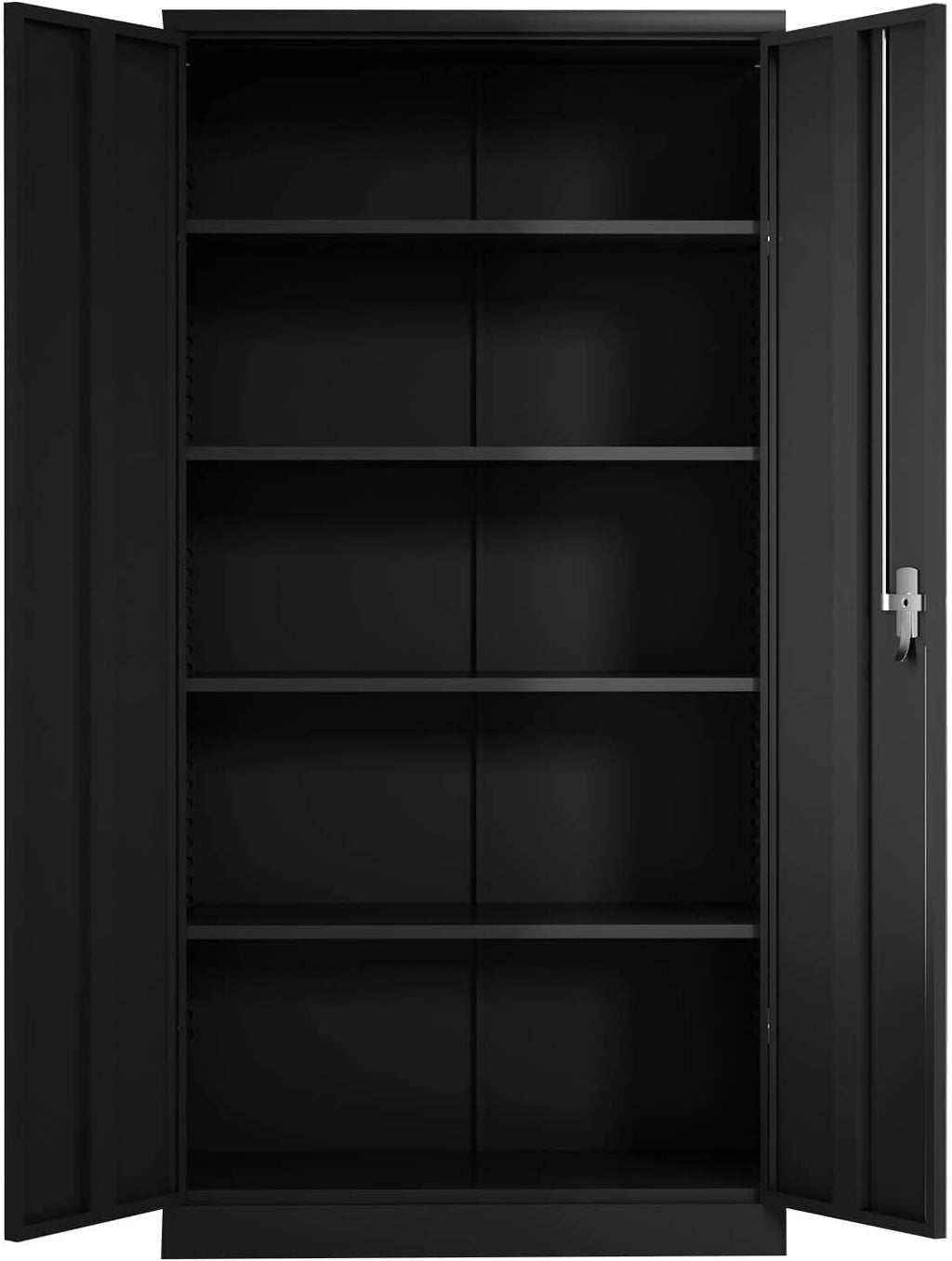 Black Metal Storage Cabinet with 4 Adjustable Shelves W5035