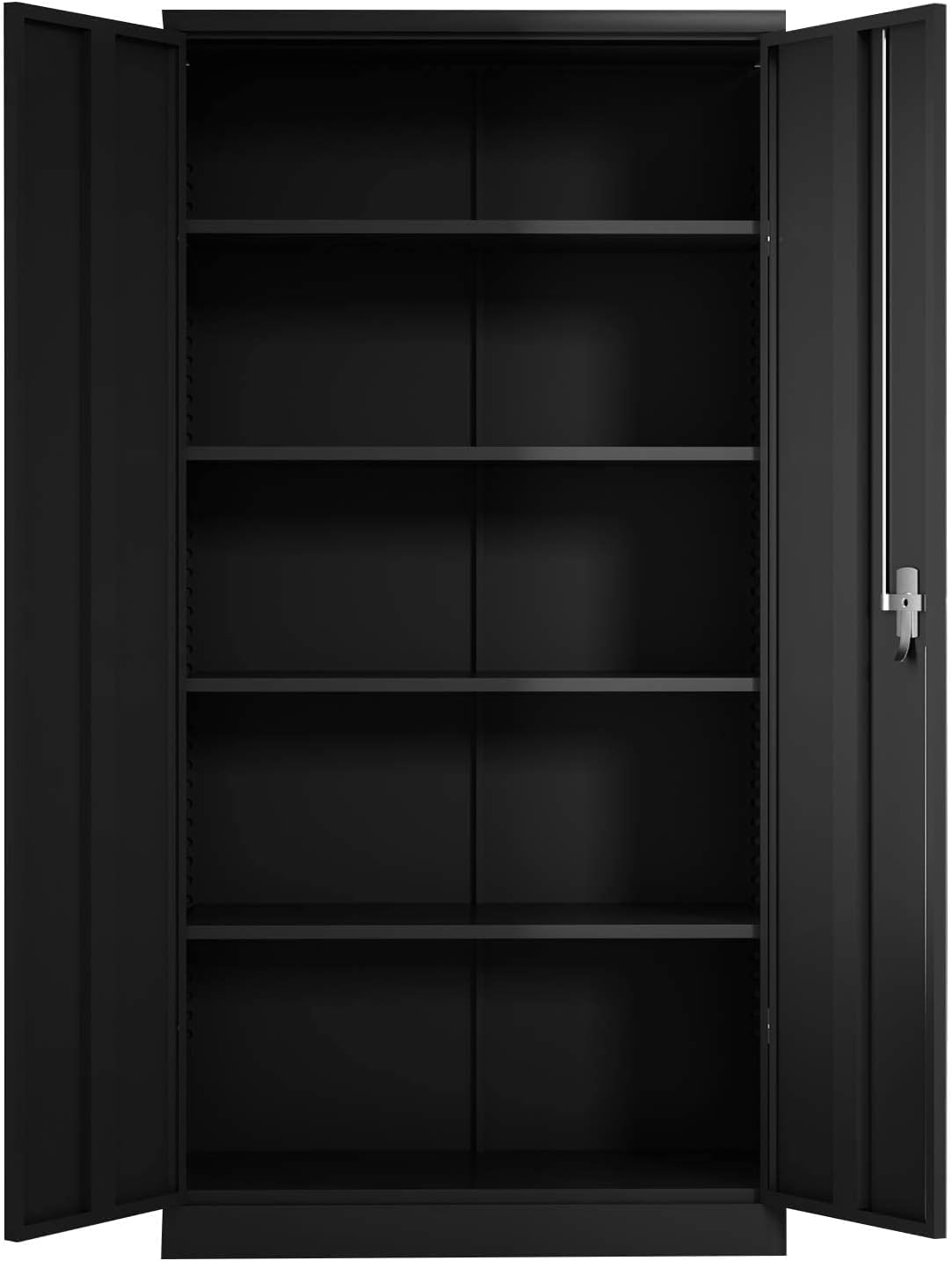 Black Metal Storage Cabinet with 4 Adjustable Shelves W5035