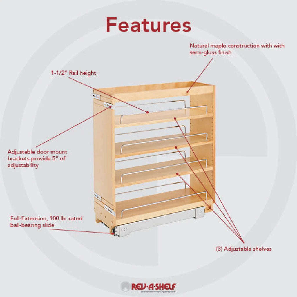 8 Inch Pull-Out Kitchen Cabinet Organizer Spice Rack H2907