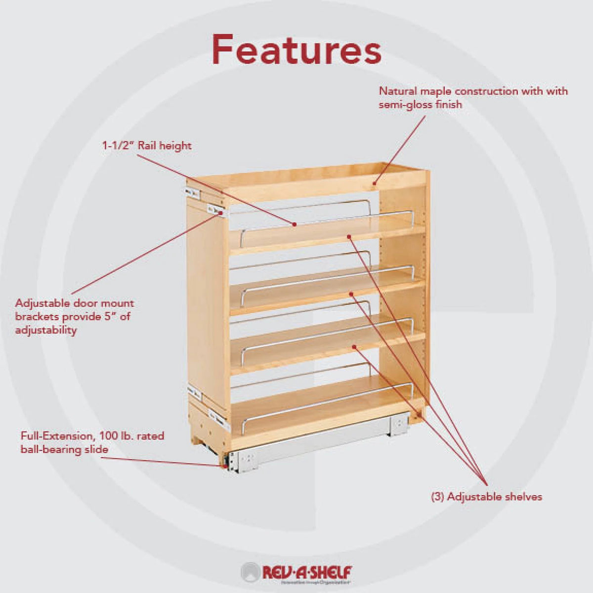 8 Inch Pull-Out Kitchen Cabinet Organizer Spice Rack H2907