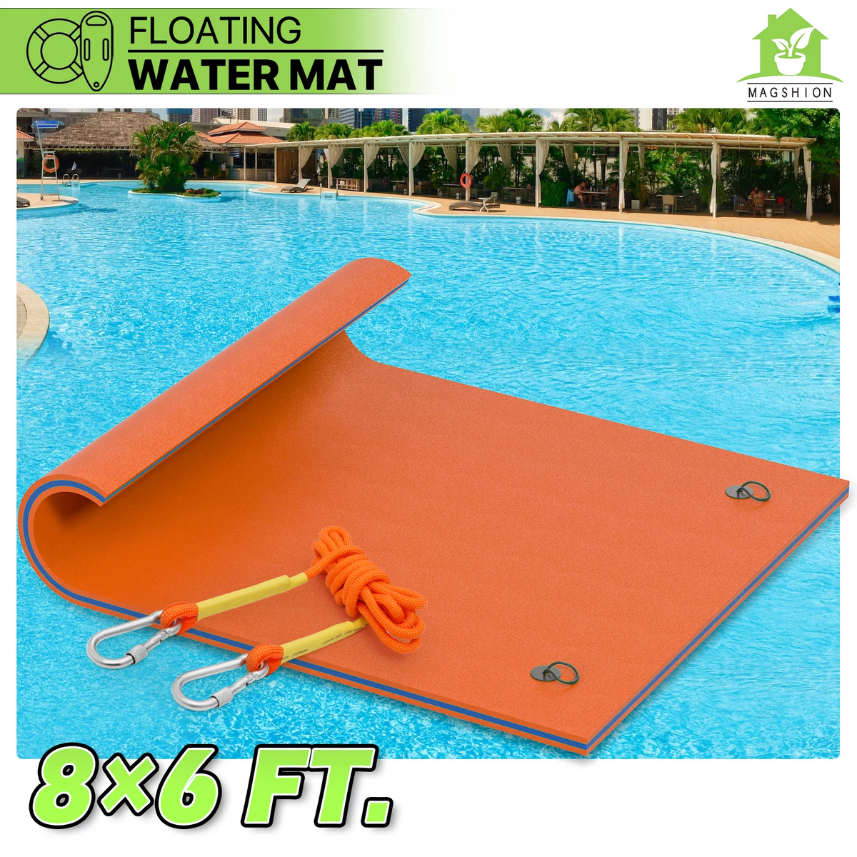 8' x 6' Orange XPE Foam Floating Water Mat G793
