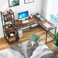 79 inch Reversible L-Shape Corner Computer Desk with 5 Tier Shelves N52353
