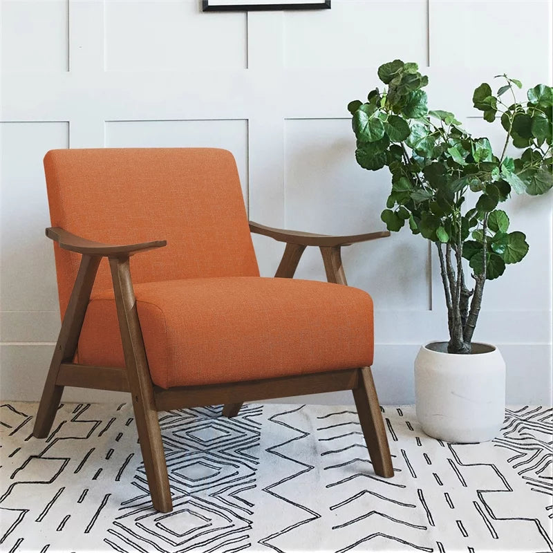 Orange Upholstered Fabric Accent Chair Z530