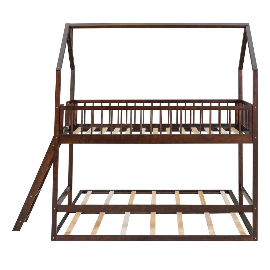 Twin Over Twin House Bunk Bed with Trundle and Roof Z3180