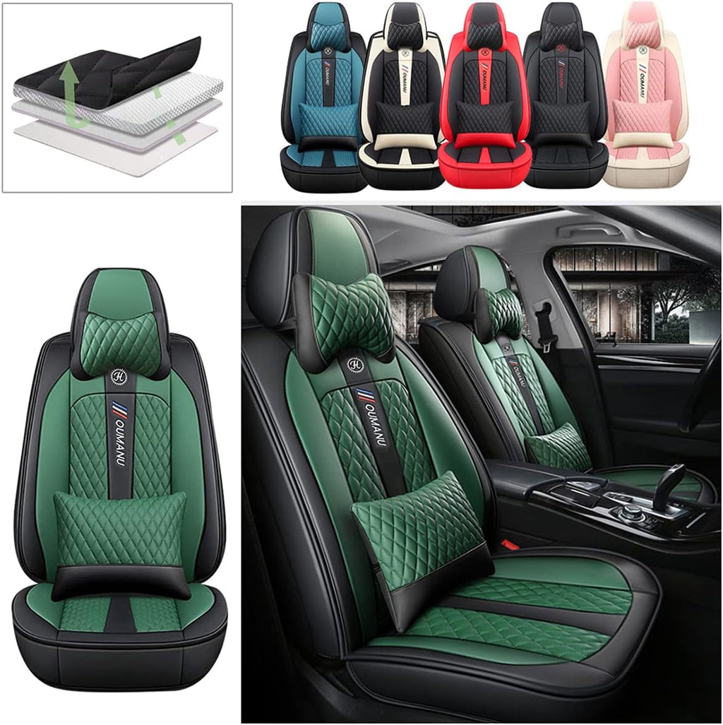 Black & Beige PU Leather Car Seat Covers X8036