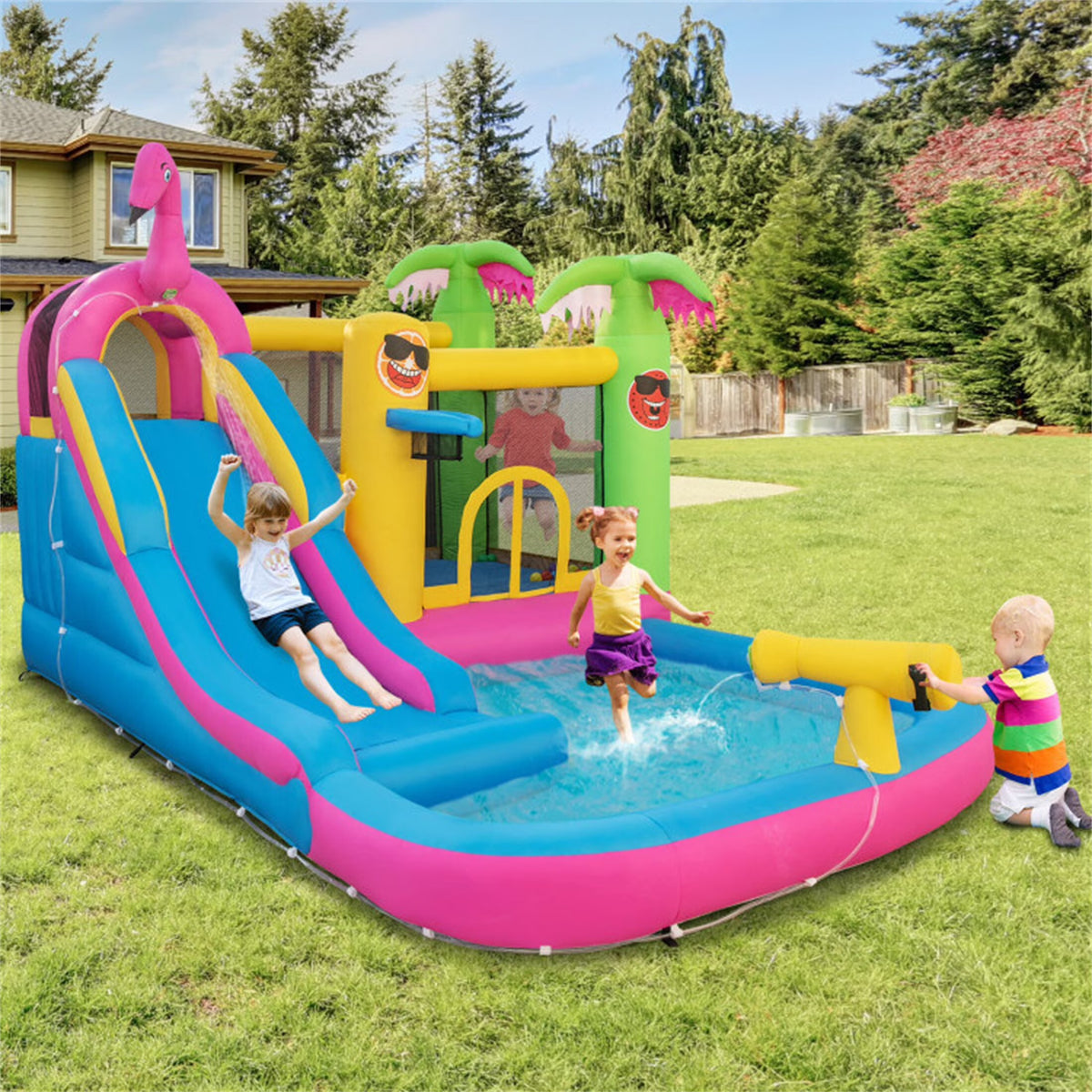 Inflatable Bounce Castle with Long Water Slide and Blower Q3380