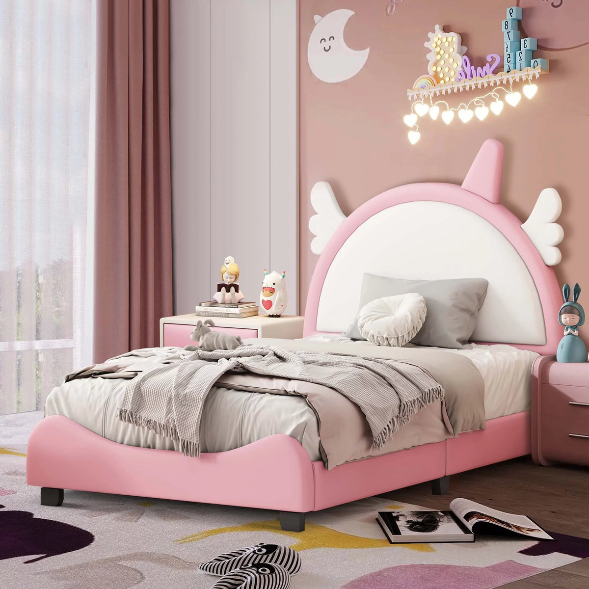 White Upholstered Twin Platform Bed C666