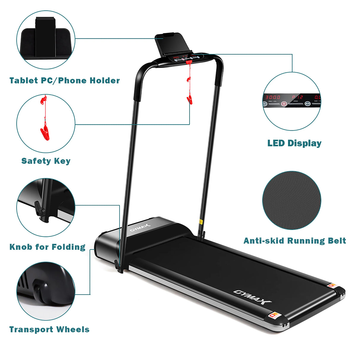 450W Ultra-thin Electric Folding Treadmill O707
