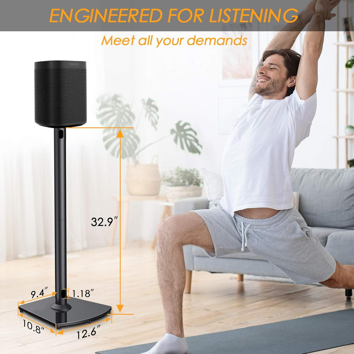 Black Heavy Duty Floor Speaker Stands S218991
