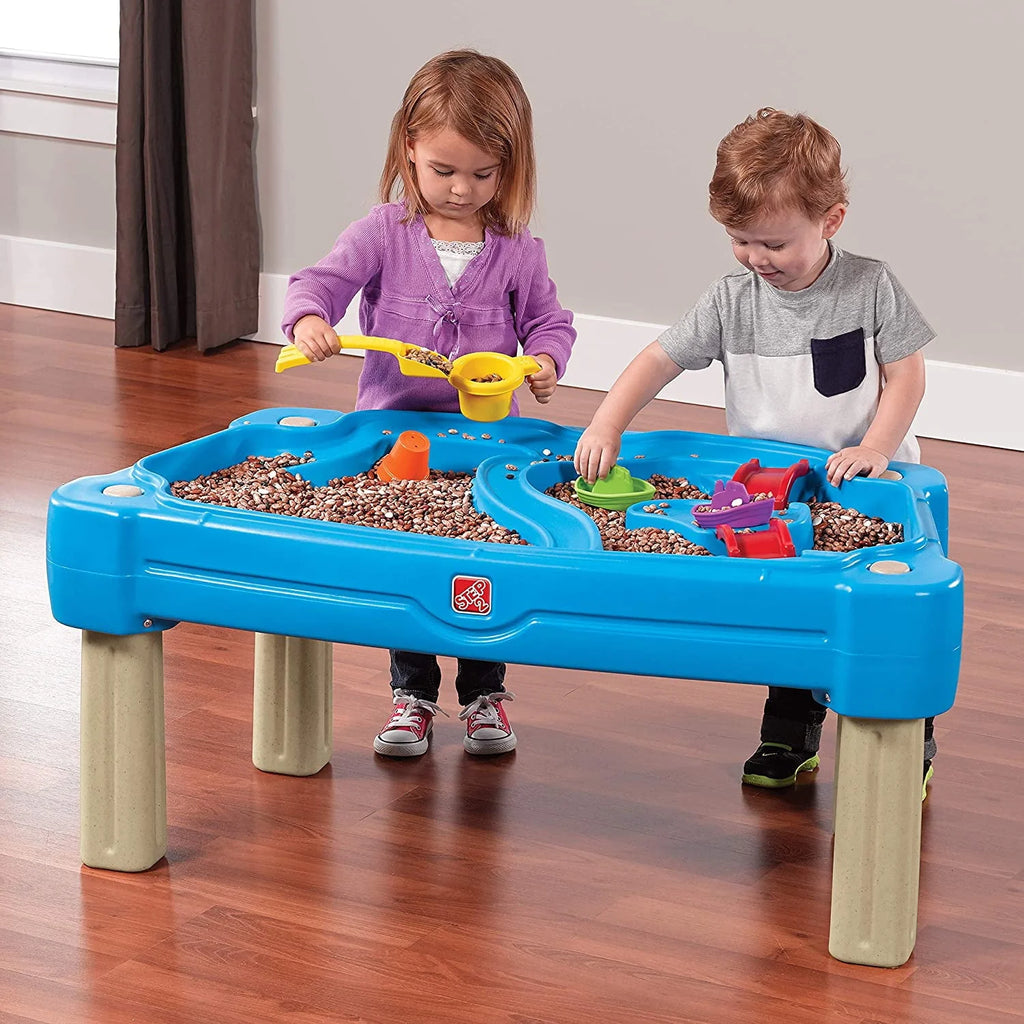 Blue Plastic Sandbox and Water Table with Cover and Umbrella W2165