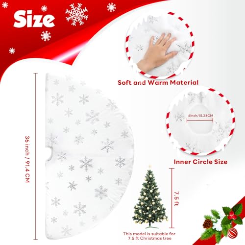 Christmas Tree Skirt 36 Inch Plush Gold Sequin Snowflake V619