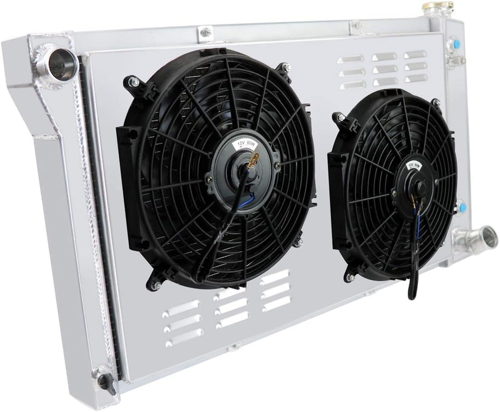 52MM 3 Row Aluminum Radiator with 2X12" Fan and Louver Shroud C840