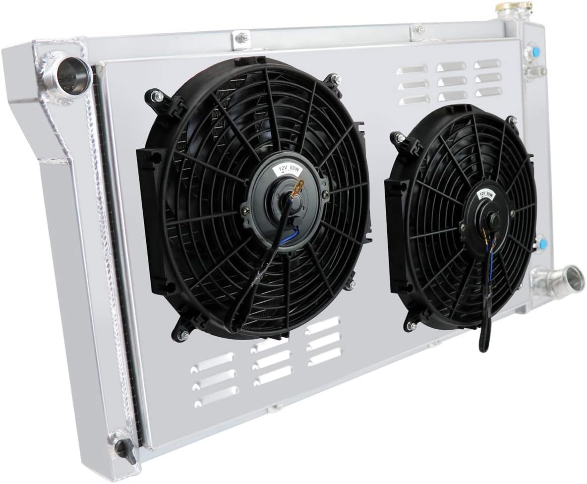 52MM 3 Row Aluminum Radiator with 2X12" Fan and Louver Shroud C840