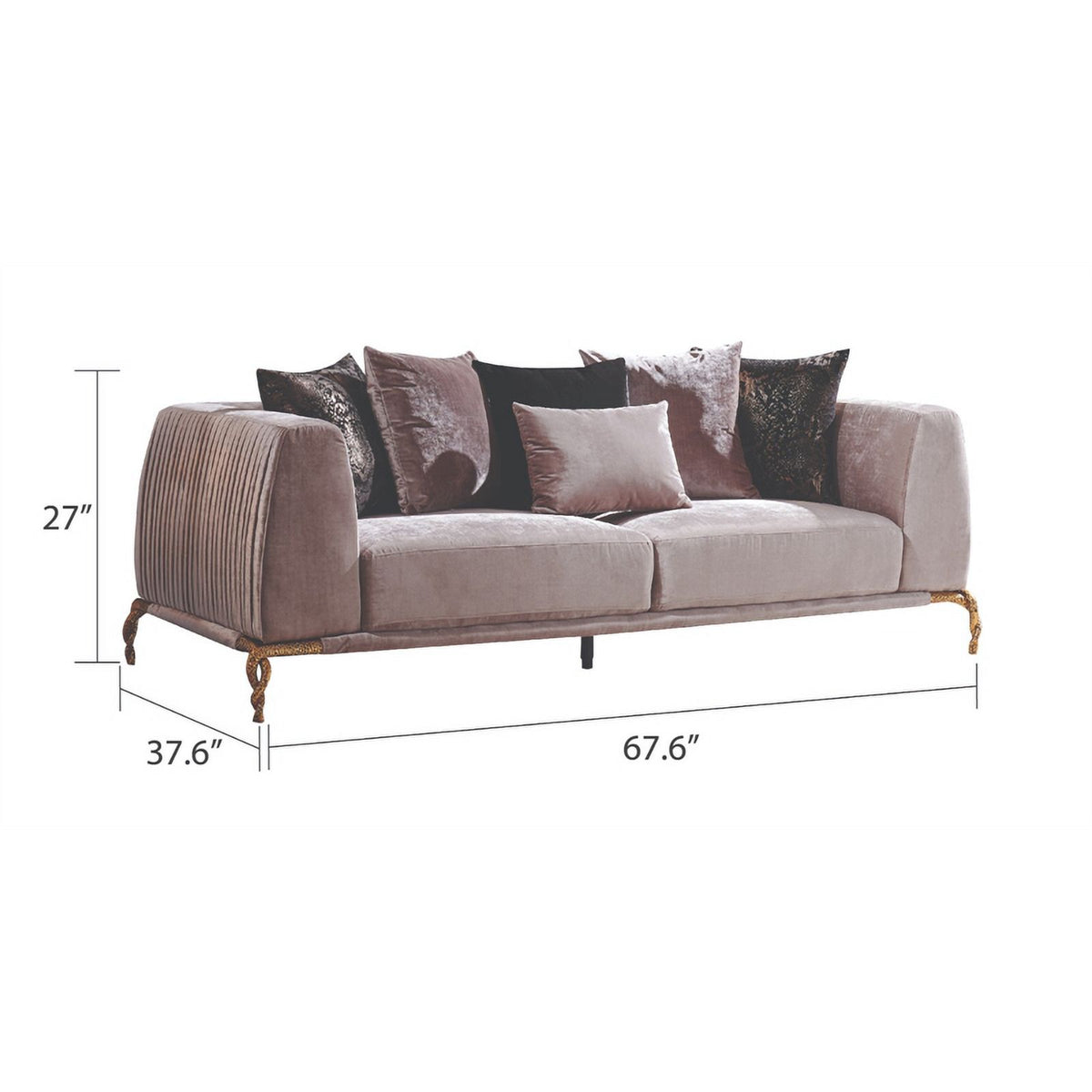 Ivory Velvet 2PC Living Room Set with Wood O456247