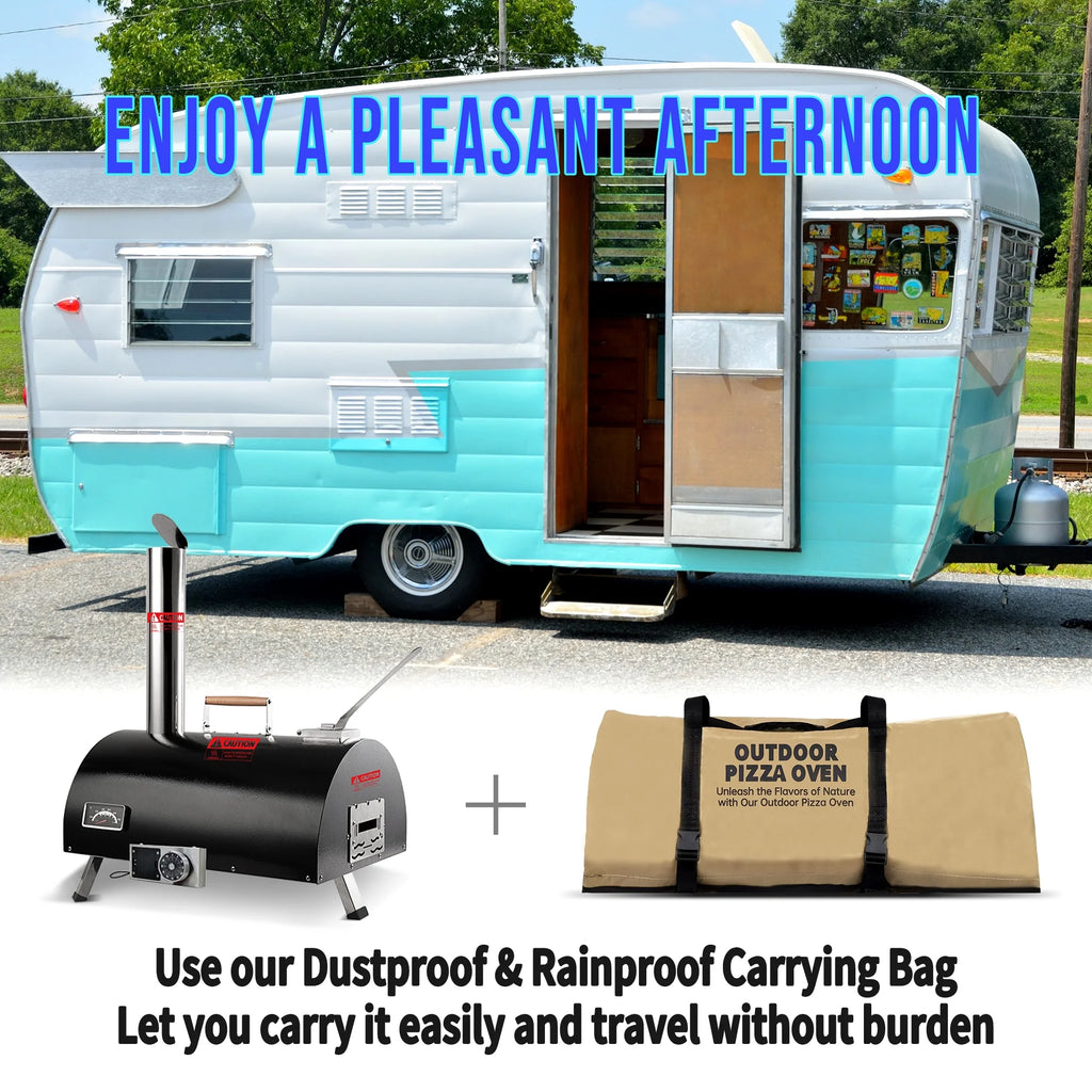 Portable Black Stainless Steel Wood Fired Pizza Oven with Carry Bag M513