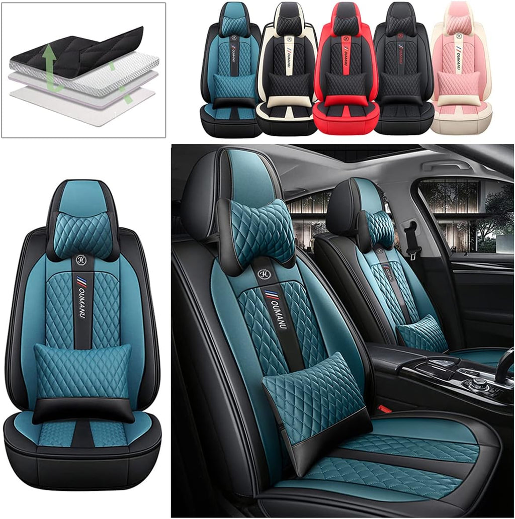 Black & Beige PU Leather Car Seat Covers X8036