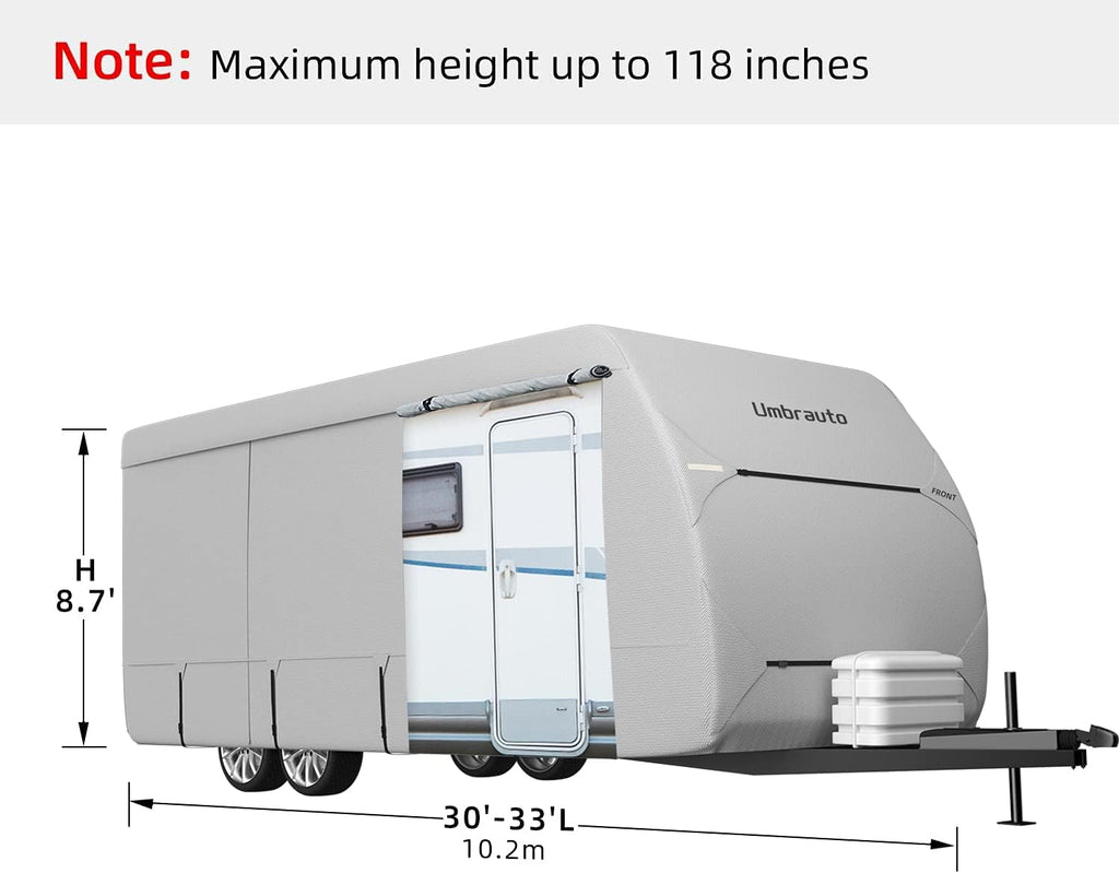 Gray/White Waterproof Travel Trailer RV Cover G4142
