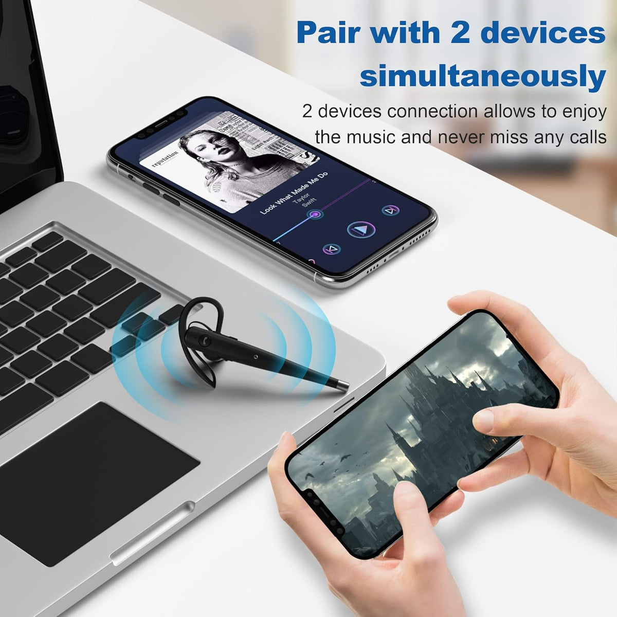 Wireless Bluetooth Earpiece with Dual Mic Noise Cancelling R1111