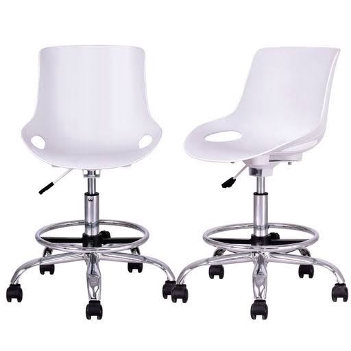 Set of 2 Armless Swivel Desk Chair White N3354
