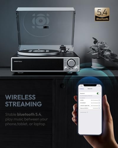 Vinyl Record Player with Bluetooth, Built-in Speakers, Phono Preamp, 33/45 RPM Q432