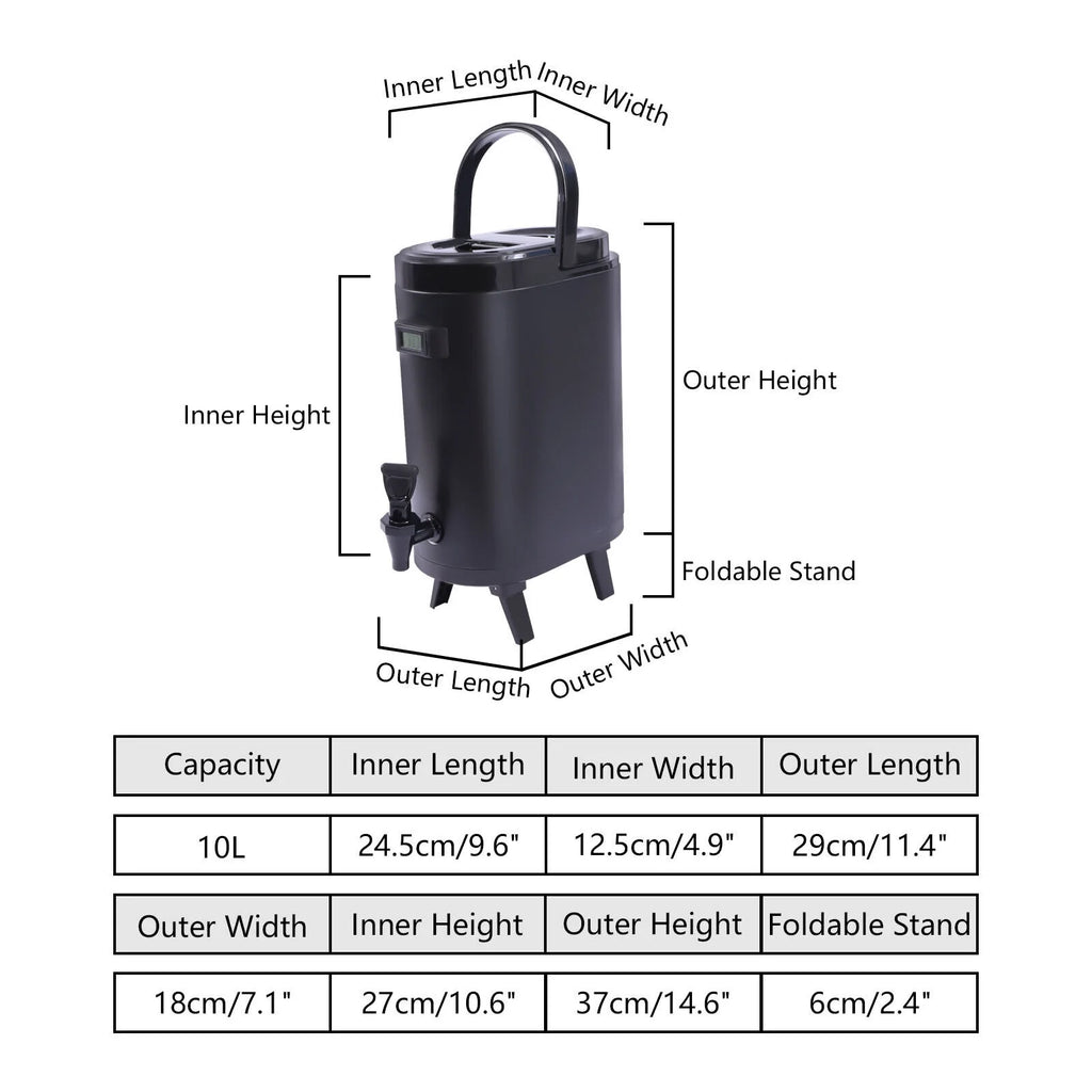 10L Insulated Stainless Beverage Dispenser with Thermometer Z5698