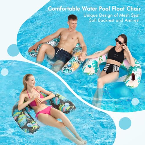 4 Pack Inflatable Pool Floats with Two Cup Holders N7081
