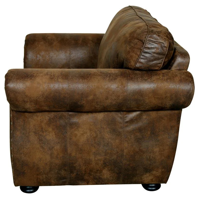 Brown Fabric Chair with Rolled Arm B648293