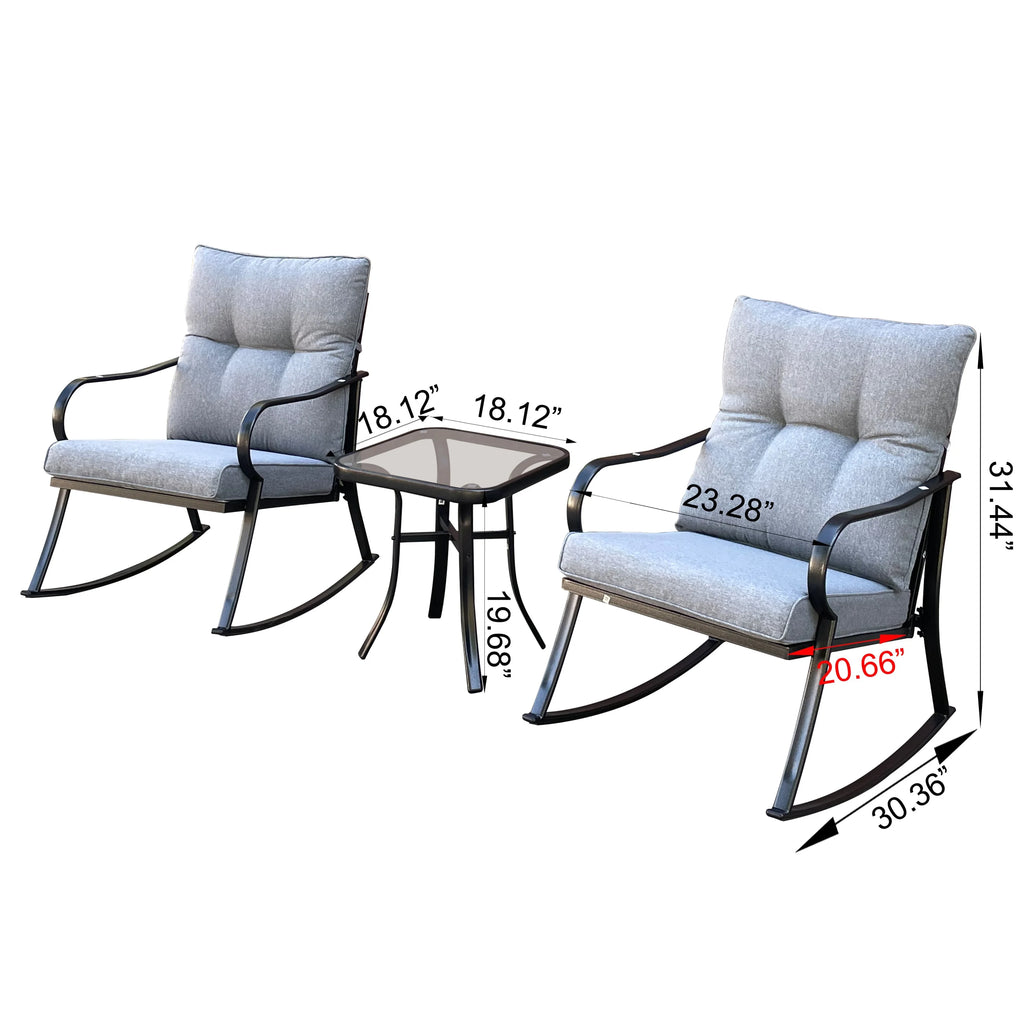3 Pc Outdoor Swivel Rocker Patio Chairs - Gray S822140