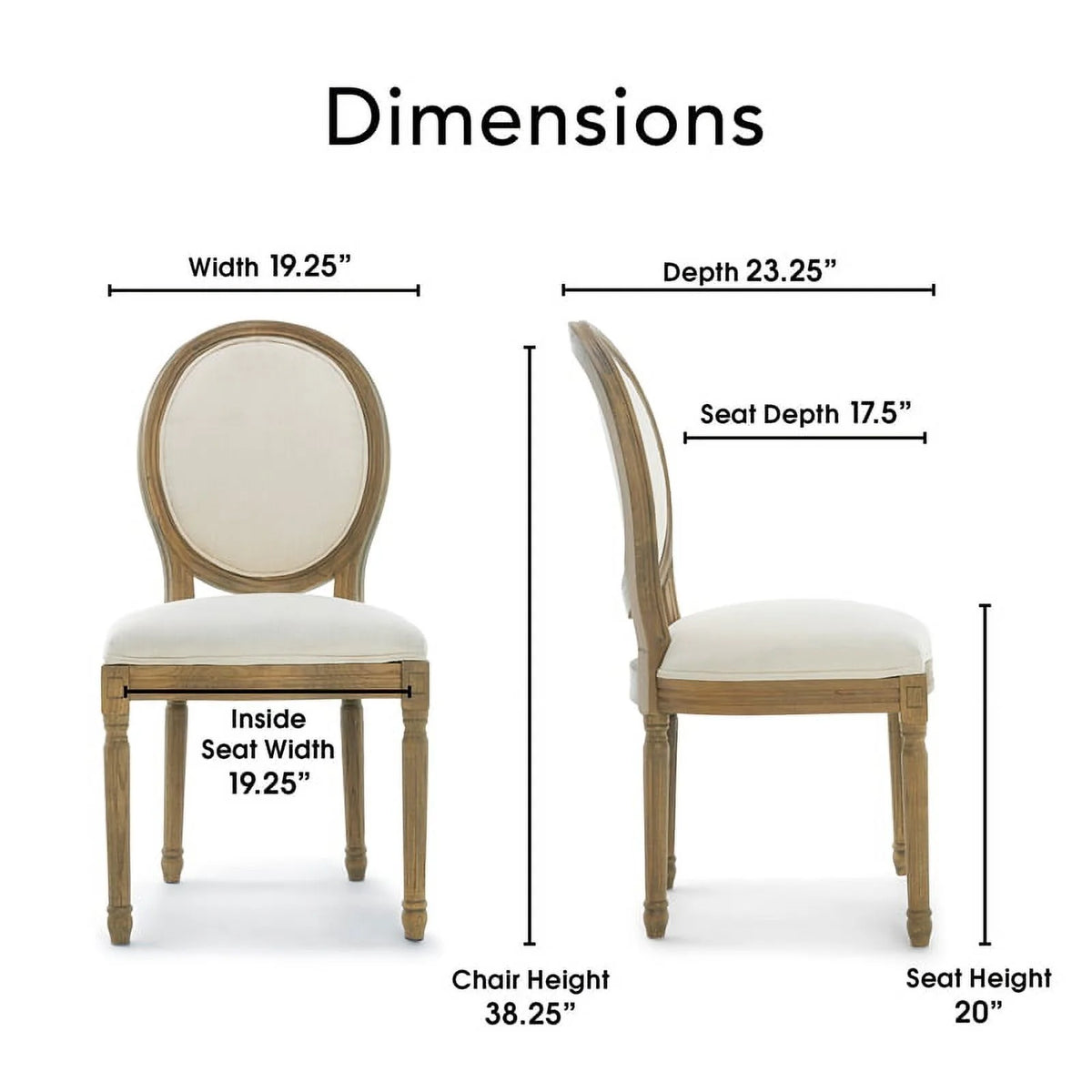 Round Dining Chair Set of 2 Cream W761539